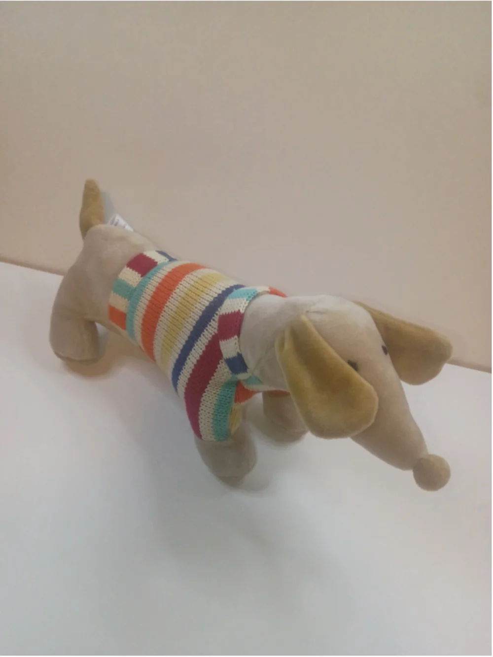 Creative co-op plush Daahshund toy Brown biggie in stripe sweater